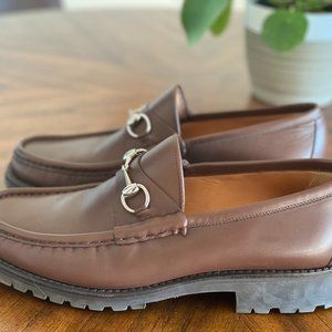 GUCCI Men's Horsebit Lug Sole Loafer Brown US 11